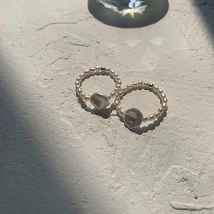 原创 强光异形珍珠戒指巴洛克复古个性指环叠戴尾戒美国14k注金女