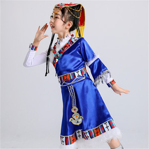 新款儿童藏族演出服六一蒙古舞蹈藏族运动会演出五十六个民族服饰