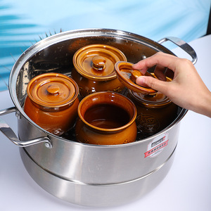 12WU隔水炖盅陶瓷汤盅带盖小炖罐酒店燕窝一人份蒸蛋碗商中式瓦罐