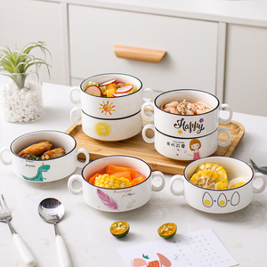 创意日式陶瓷甜品碗燕窝碗糖水银耳汤碗盅雪糕沙拉布丁碗双耳汤盅