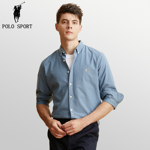 Polo Sport男士长袖衬衫春季新款商务休闲磨毛纯棉百搭上衣衬衣男