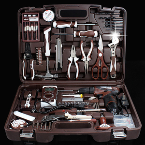 奥凯五金工具箱套装 维修电工组套 多功能家用手动电钻组合套装