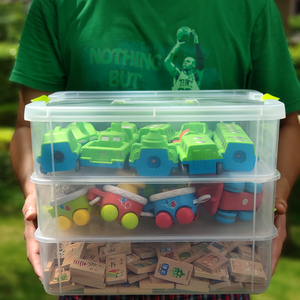 可叠加分类儿童玩具收纳盒手提格子多层便携积木零件pp塑料箱透明