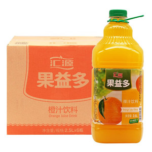 汇源果益多果汁橙汁饮料2.5L*6瓶/箱家庭酒店餐饮喜宴饮料大瓶装