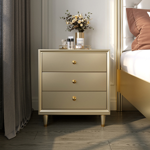 美式轻奢实木床头柜简约现代床边柜卧室家用小户型欧式白色收纳柜