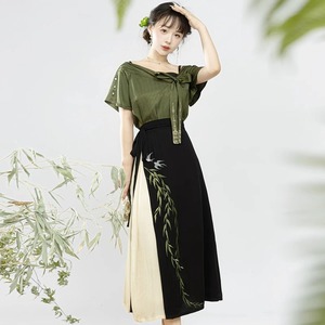 柳绿原创汉服女改良日常汉元素新中式国风上衣半身裙古装全套夏季