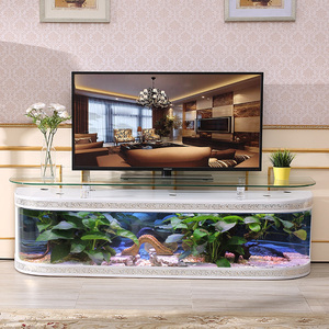 鱼缸水族箱欧式创意生态电视柜客厅家用落地玻璃吧台缸1米2米定制