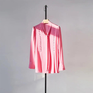 2024早秋冬新款欧货高级感设计感小众别致法式上衣粉色衬衫超仙女