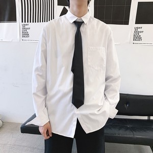 白色长袖衬衫男宽松情侣套装DK韩版潮流学生毕业照班服休闲衬衣男