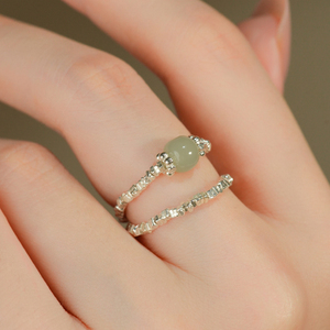 《青提》和田玉小碎银子几两戒指女ins小众设计高级感翡翠指环