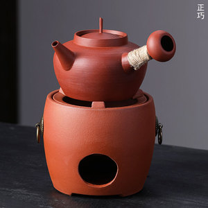 潮州砂铫壶红泥炭炉小火炉跳盖煮茶壶功夫户外家用围炉煮茶烧水壶