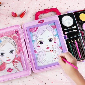生日礼物儿童套装女孩玩具的绘画美妆箱盒彩妆盒公主巴涂色比娃娃