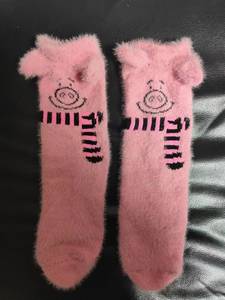 秋冬超可爱的毛绒袜PercyPig袜子女抖音同款加厚粉色猪猪水貂绒袜