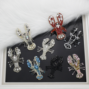 法式珠绣印度丝手工彩色龙虾布贴动物高档服装包包鞋子装饰辅料贴