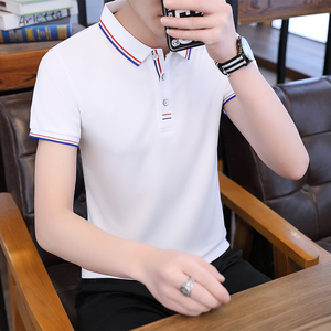 男士短袖t恤夏季带有领子丅血年轻人韩版潮流polo衫半袖纯棉体桖