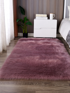 葡萄紫纯色长毛绒卧室床边地毯 飘窗垫可水洗 服装店橱窗装饰地垫