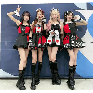 宇宙少女团演出服韩国风啦啦队拉拉操运动年会舞蹈扑克表套装裙儿
