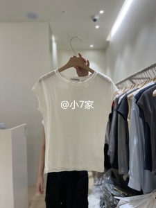 FLOWER-L韩国东大门代购2024夏季女装新微透纯色圆领显瘦短袖T恤