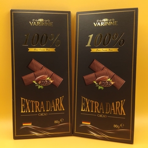 德国进口 瓦瑞尼100%醇黑巧克力80g纯可可脂0糖办公休闲零食健身