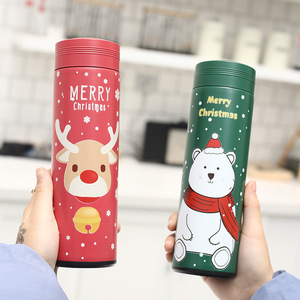 鹿头弹跳圣诞保温男女便携可爱网红ins创意韩版学生水瓶茶杯随手
