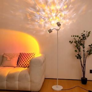 现代全铜客厅卧室轻奢大气创意设计感水纹金钱树水晶艺术落地台灯