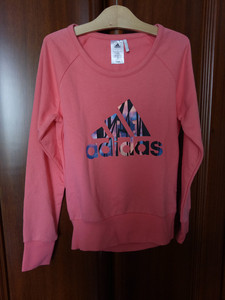 现货Adidas/阿迪达斯女童运动休闲针织圆领套头衫卫衣 S88014 Z