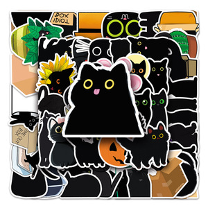 500张卡通动物猫咪黑猫涂鸦贴纸儿童行李箱吉他个性平板笔记本电脑主机箱手机水杯电瓶车头盔装饰贴画防水diy