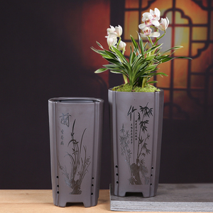 紫砂兰花专用盆陶瓷大号古典个性创意君子兰菖蒲透气盆植物盆栽