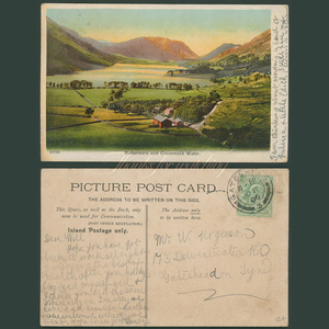 外国明信片 英语1906年实寄 巴特米尔湖与克拉莫克湖照相石印邮票