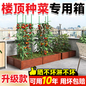 楼顶种菜专用箱家用防腐木种菜箱蔬菜专用盆特大长方形露台种植箱