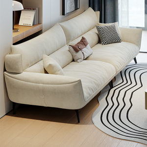。极派北欧现代简约客厅小户型2024新款奶油风猫抓布布艺弧形沙发