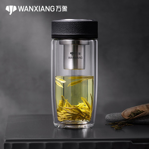 万象V16L双层隔热玻璃杯V17L办公水杯V65L透明茶杯子V66L