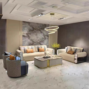 现代港式轻奢真皮沙发简约意式实木高背沙发大户型客厅家具组合