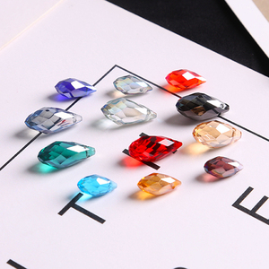 10颗价 彩色水滴玻璃水晶散珠 diy手工串珠自制耳环手链配件材料