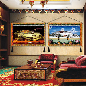 西藏拉萨布达拉宫布艺挂画藏式挂布民宿酒店餐厅背景装饰布画挂毯