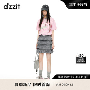 dzzit地素半身裙2024夏季新款黑白格纹摩登都市裙子女