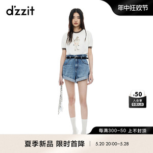 dzzit地素牛仔短裤2024夏季新款辣妹穿搭卷边设计裤子女