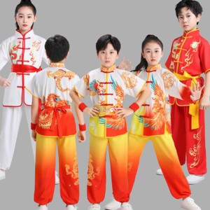新款打鼓服舞龙表演服男女生运动会开幕式儿童武术演出服装练功服