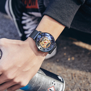 梭伦手表男机械表全自动正品国产名牌表学生潮流镂空防水透底腕表