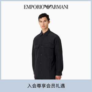 EMPORIO ARMANI/阿玛尼2024新款男士翻领按扣门襟工装衬衫式棉服