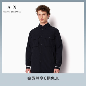 ARMANI EXCHANGE/阿玛尼2024夏季新款男士宽松长袖按扣工装衬衫