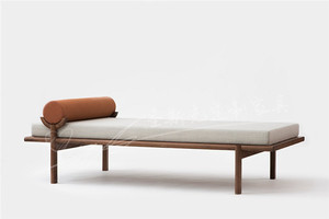 北欧简约长条凳布艺沙发床新中式实木贵妃榻床尾凳工作室午休躺椅