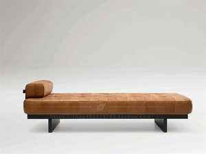 新古典实木皮艺拉扣沙发凳卧室床尾凳美式客厅会所懒人沙发长凳
