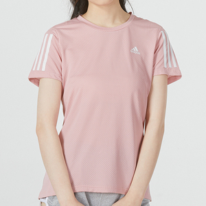 Adidas阿迪达斯粉色短袖女装2024新款运动服圆领上衣透气半袖T恤