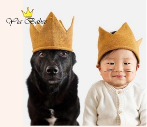 2024韩版秋季韩国针织皇冠婴儿发带男女宝宝摄影道具护囟门帽发饰