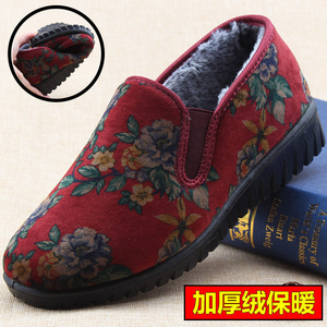 老北京棉鞋女冬加绒保暖老太太鞋传统方口老人奶奶休闲鞋防滑软底