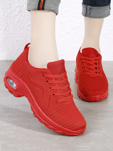 红色运动鞋女鞋闰月妈妈鞋网鞋女款网面透气跑步软底防滑波鞋鞋子