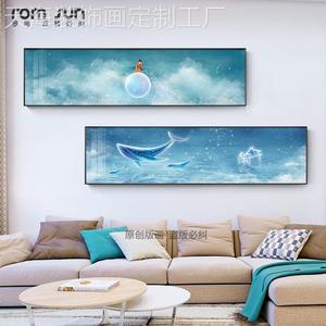 网红创代轻奢现客厅装饰原画沙发背景墙大尺寸挂画北欧简约卧室床