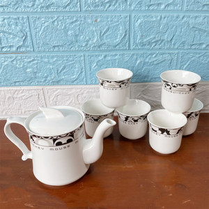 雅诚德米奇陶瓷茶具1壶6杯套装迪士尼卡通中式家用客厅水具茶壶杯