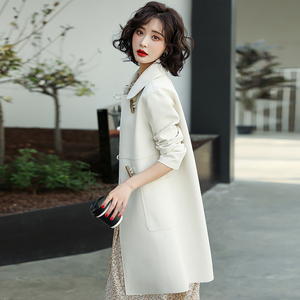 杭州意法白色风衣女款2024新款爆款品牌春秋外套小个子中长款大衣